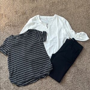Just Black pants and Pink clover top